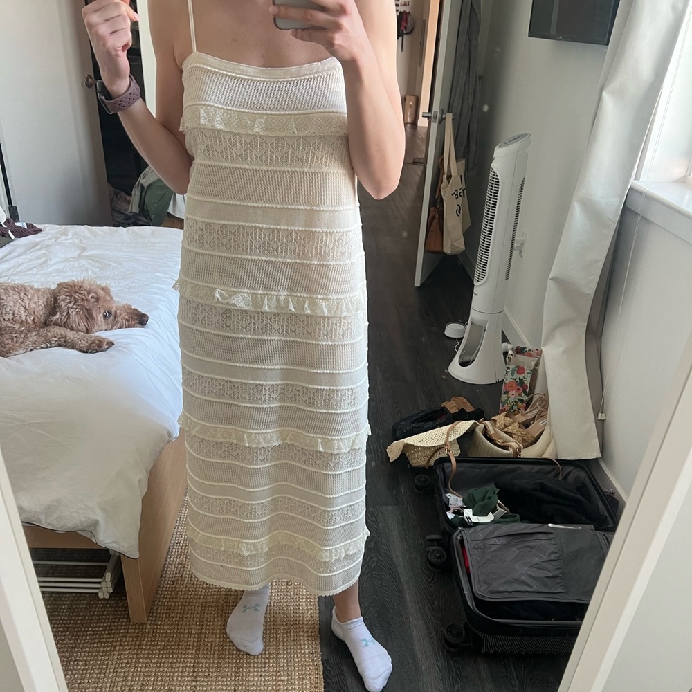 Zara cream knit shift midi dress